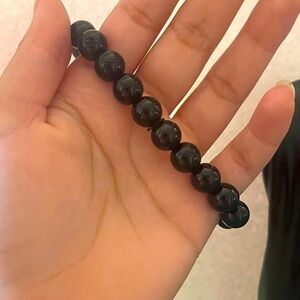 Black tourmaline beaded adjustable bracelet